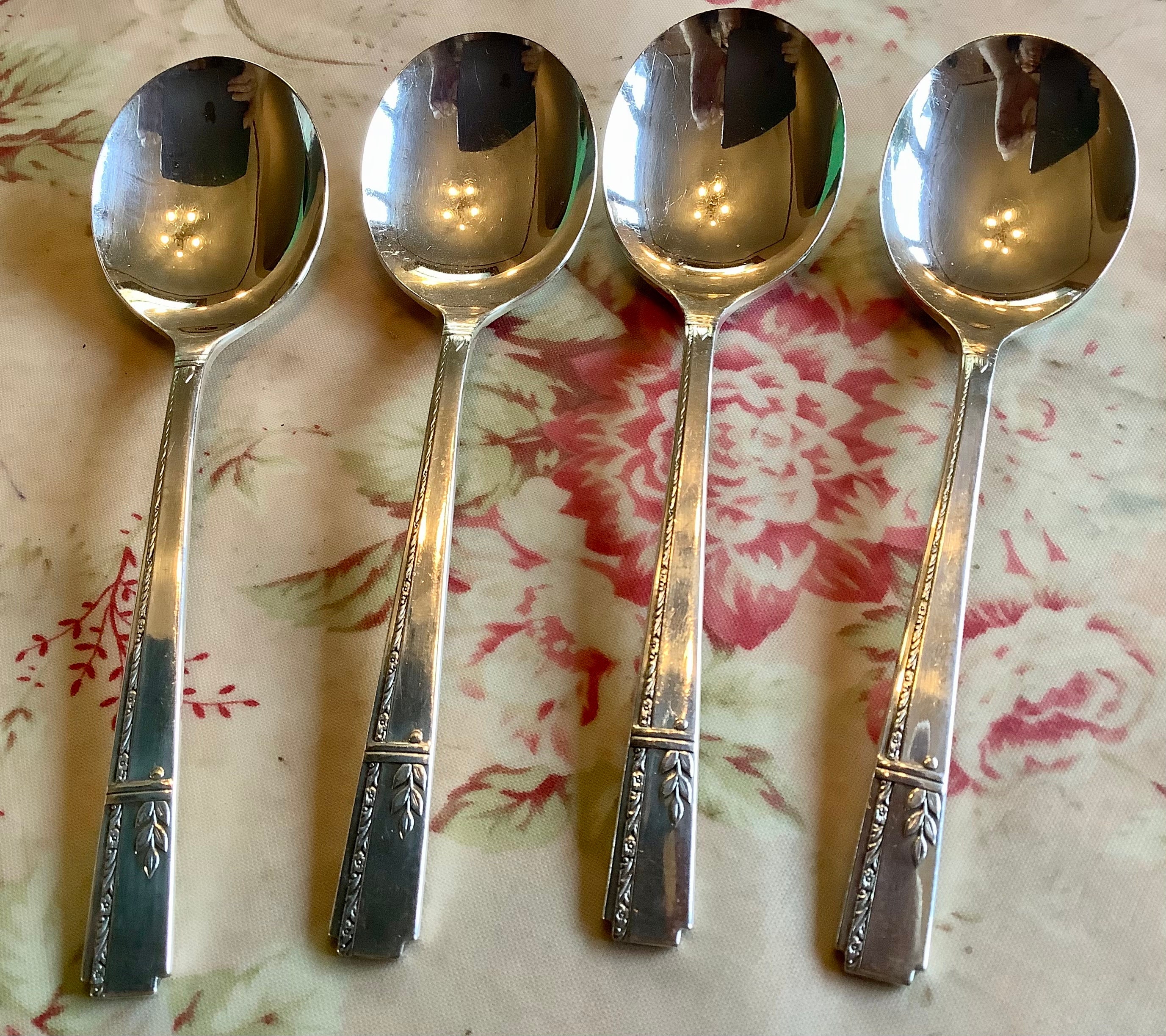 Lutz & Weiss LW L&W German Vintage Set of 6 Silver Plated Tablespoons Soup  Spoon