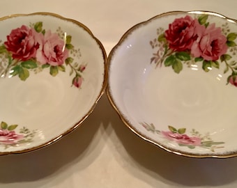 Set of 2 vintage Royal Albert American Beauty pattern cereal bowls