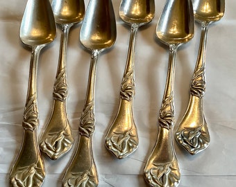 Set of 6 vintage silverplate Sweet Pea pattern fruit spoons