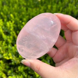 Large Translucent Rose Quartz Palm Stone with Star Flash
