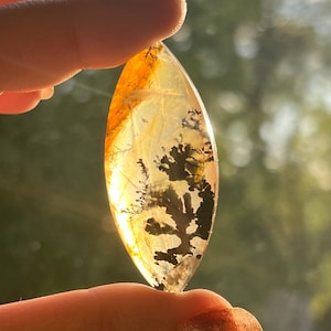 Dendritic Quartz / Dendritic Golden Healer Marquise Cabochon / Pendant