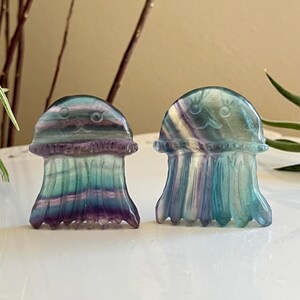 You Choose / Rainbow Fluorite Jellyfish Carving / Self Standing