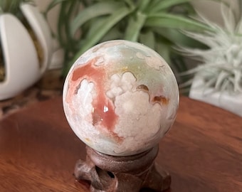 Green Flower Agate Sphere / Flower Agate / 42.5mm