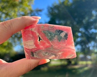 Rhodochrosite Slab Semi-Polished / Argentina / Self Standing