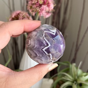 Dream Amethyst Faceted Sphere 52.5mm / Chevron Amethyst