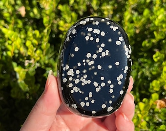 3 1/4” Stardust Obsidian Palm Stone / Galaxy Obsidian / Snowflake