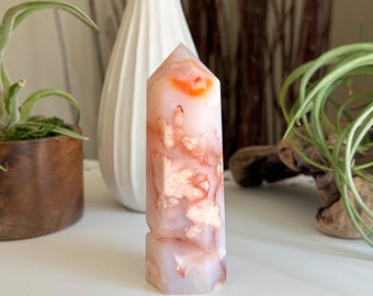 Carnelian Flower Agate Tower / Carnelian / Flower Agate / Cherry Blossom