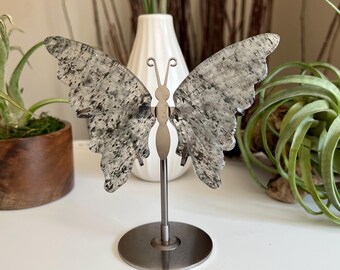 Dragonfruit Quartz Butterfly with Stand / Pitaya Quartz / Crystal Butterfly Wings