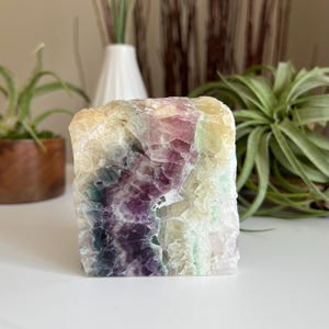 Fluorite Semi-Polished Free Form  / Rainbow Fluorite Cut Base Free Form