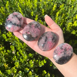 You Choose / High Grade Rhodonite In Quartz Palm Stone / Icy Rhodonite