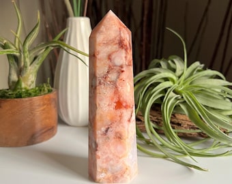 Carnelian Flower Agate Tower / Carnelian / Flower Agate / Cherry Blossom