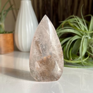 Dendritic Rose Quartz Freeform Flame