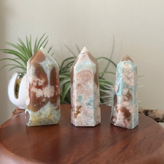You Choose / Green Flower Agate Tower - Etsy