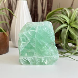 Fluorite Semi-Polished Free Form  / Green Fluorite Cut Base Free Form