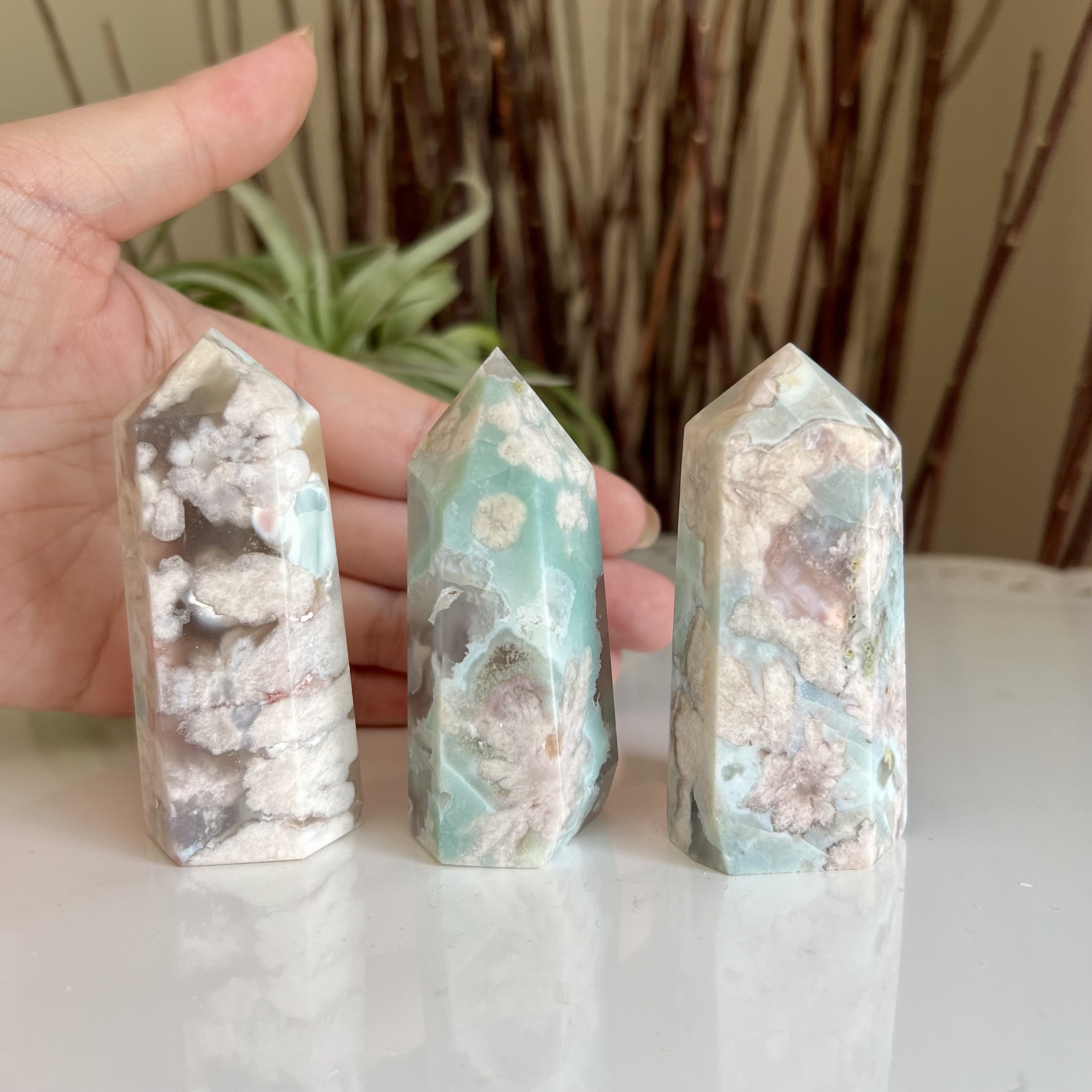You Choose / Green Flower Agate Tower - Etsy