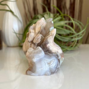 Flower Agate 9 Tailed Fox / Hand Carved / Flower Agate Carving