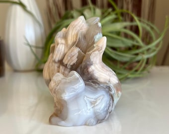Flower Agate 9 Tailed Fox / Hand Carved / Flower Agate Carving