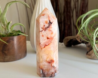 Carnelian Flower Agate Tower / Carnelian / Flower Agate / Cherry Blossom