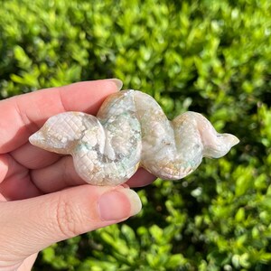 Flower Agate Snake / Hand Carved / Flower Agate Carving