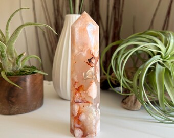 Carnelian Flower Agate Tower / Carnelian / Flower Agate / Cherry Blossom