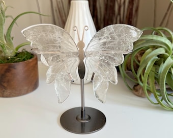 Clear Quartz Butterfly with Stand / Crystal Butterfly Wings