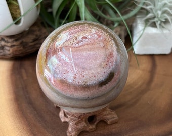 Large Ocean Jasper Sphere with Druzy / 72.5mm