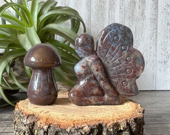 Ocean Jasper Fairy and Mushroom Set