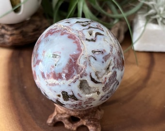 Ocean Jasper Sphere with Druzy / 67.3mm