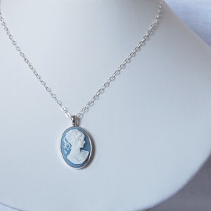 Blue Cameo Necklace, Sterling Silver Chain, Vintage Inspired, Modern Finish, Victorian, Vintage, Romantic, Gift, LIJ14030 image 5