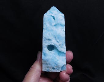 Blue Aragonite Tower: Pakistan Crystal Point, 4"