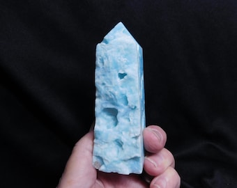 Blue Aragonite Tower, Raw Pakistan Crystal Point (4.25")