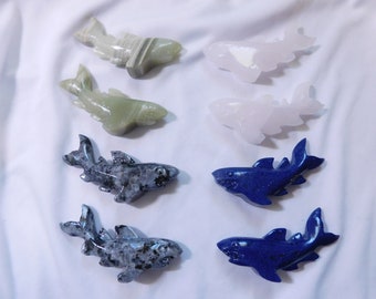 Beautiful hand carved stone sharks