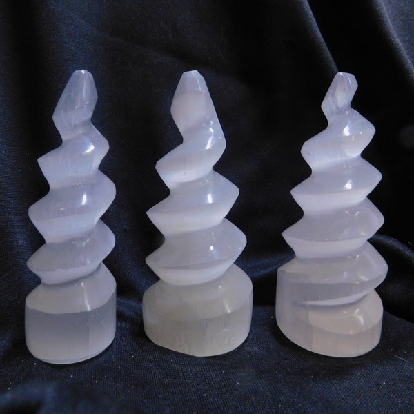 Selenite spirals, approx. 4"