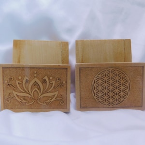 Slab stand with lotus or flower of life carving