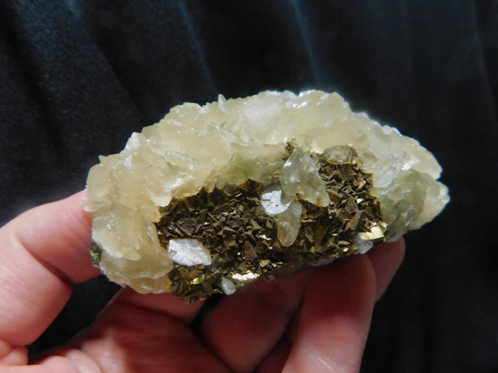 Stunning Chalcopyrite Gift Mineral Pagan. Healing Crystal Wiccan specimen cluster Mangano Calcite Quartz formation