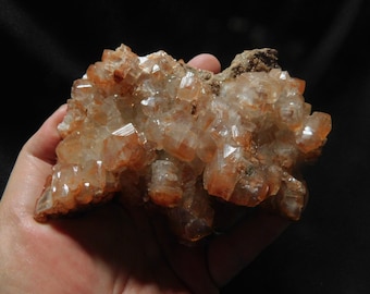 Shiny red and white calcite cluster from China, hematite included, crystal cluster, calcite, mineral specimen