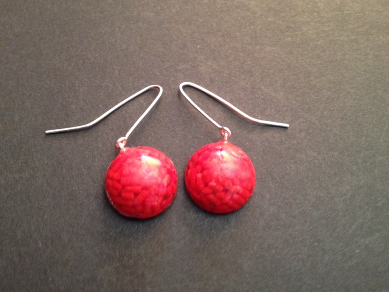 Red Candy Sprinkles Silver Hook Earrings Etsy