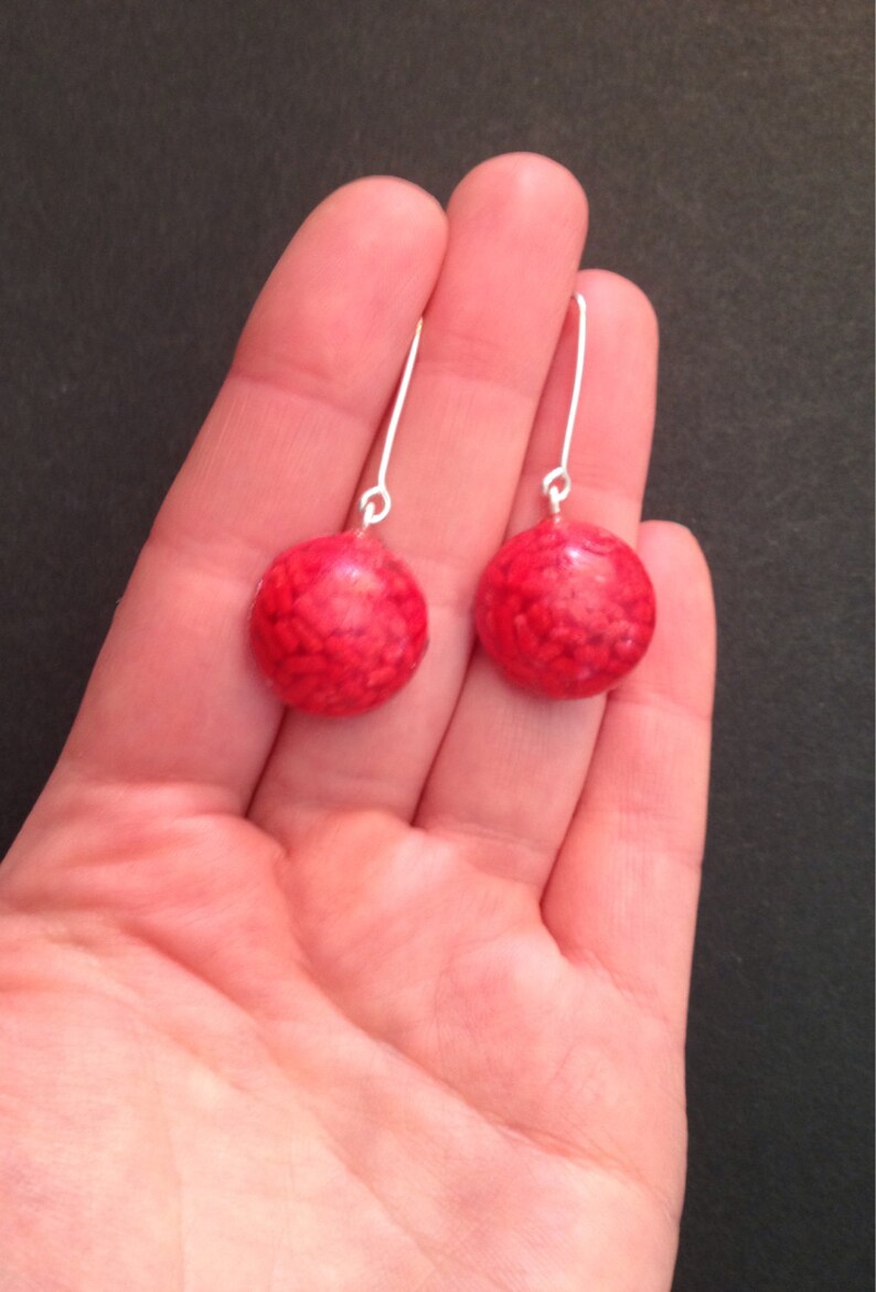 Red Candy Sprinkles Silver Hook Earrings Etsy