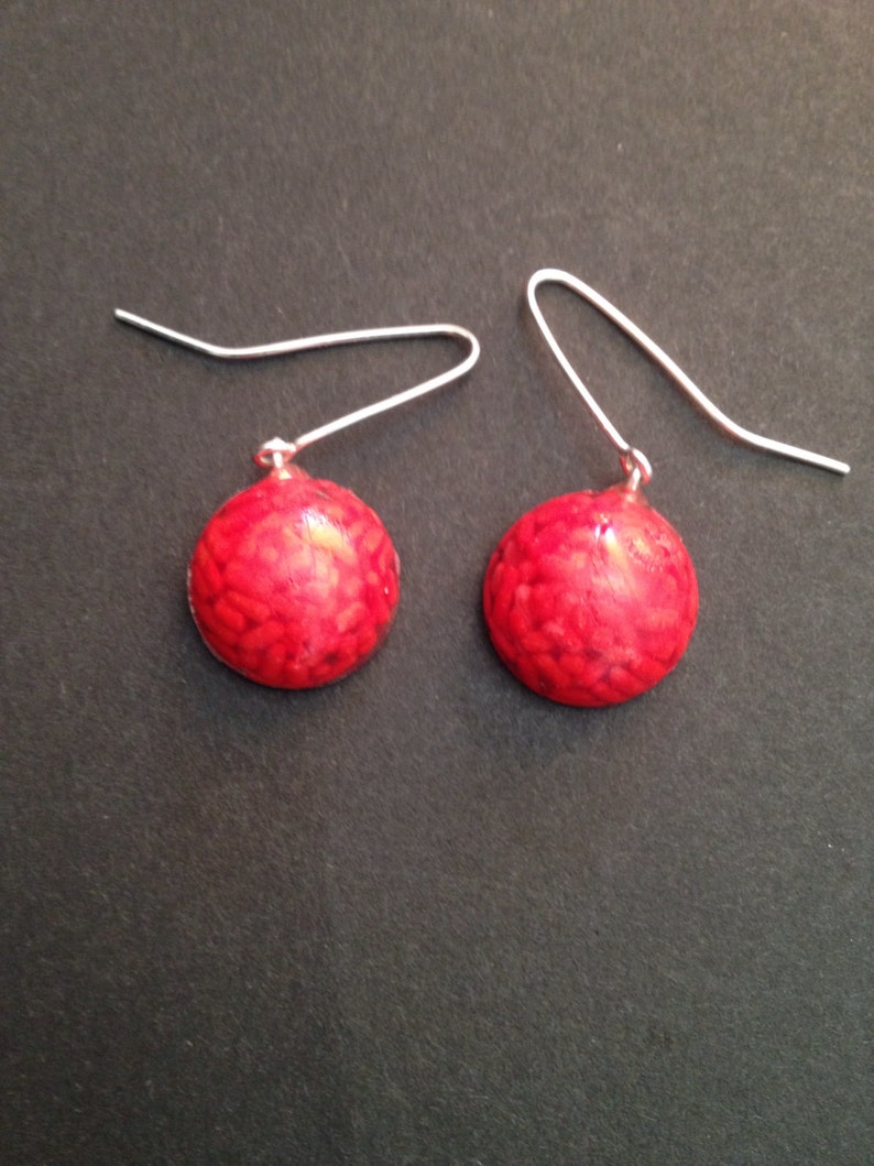 Red Candy Sprinkles Silver Hook Earrings Etsy