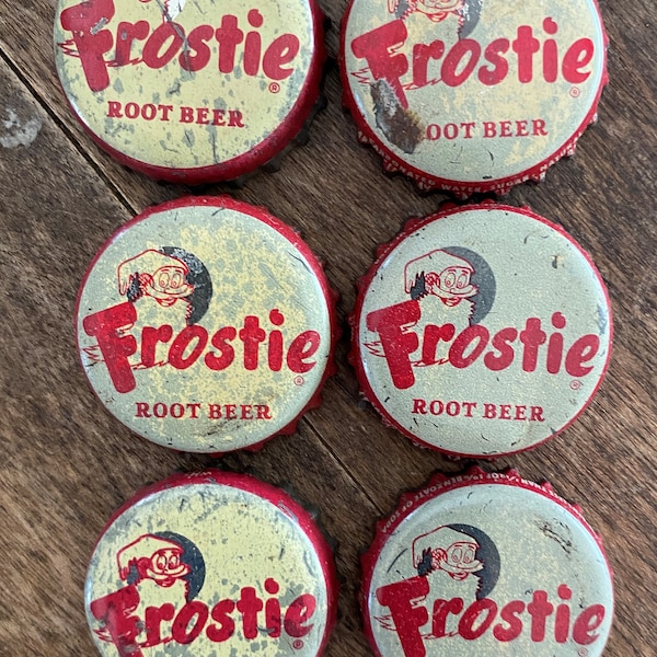 Vintage Frostie Root Beer Soda Bottle Cap with Cork Liner (1960's) -  Set of 6