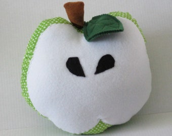 Lime Green Apple Pillow: Polka Dot Minky Fabric, Cottage Decor