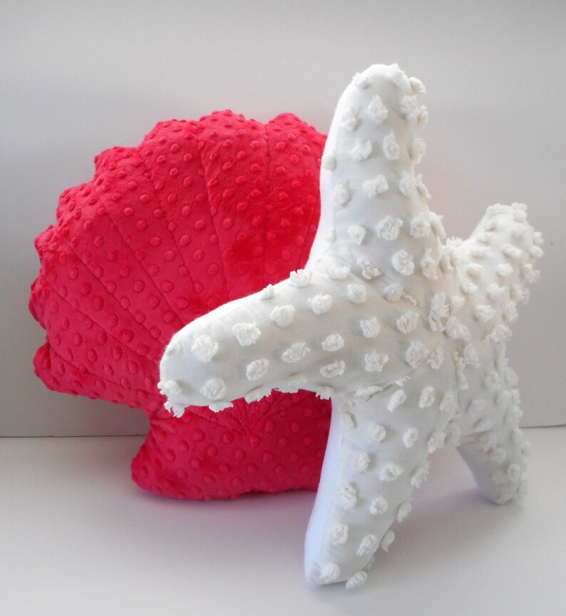 Scallop shell pillow watermelon color minky dot shell pillow Etsy