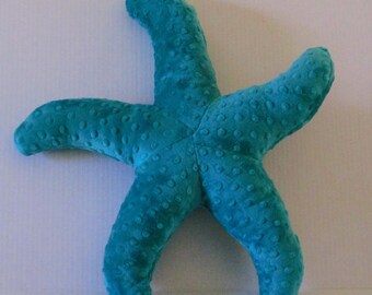 Starfish pillow, teal starfish pillow, nautical bedding, nautical decor, nautical nursery, beach house pillows, beach pillows, minky dot
