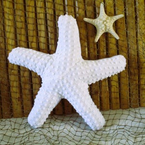 Nautical decor, starfish pillow, chenille starfish, coastal living, beach house pillows, sea star pillow, beach pillow, white starfish