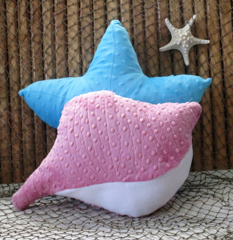 Coastal decor Shell pillow conch shell pillow nautical Etsy