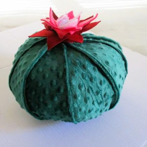 Minky Dot Cactus Pillow, Handcrafted Flower, Southwest Nursery Decor