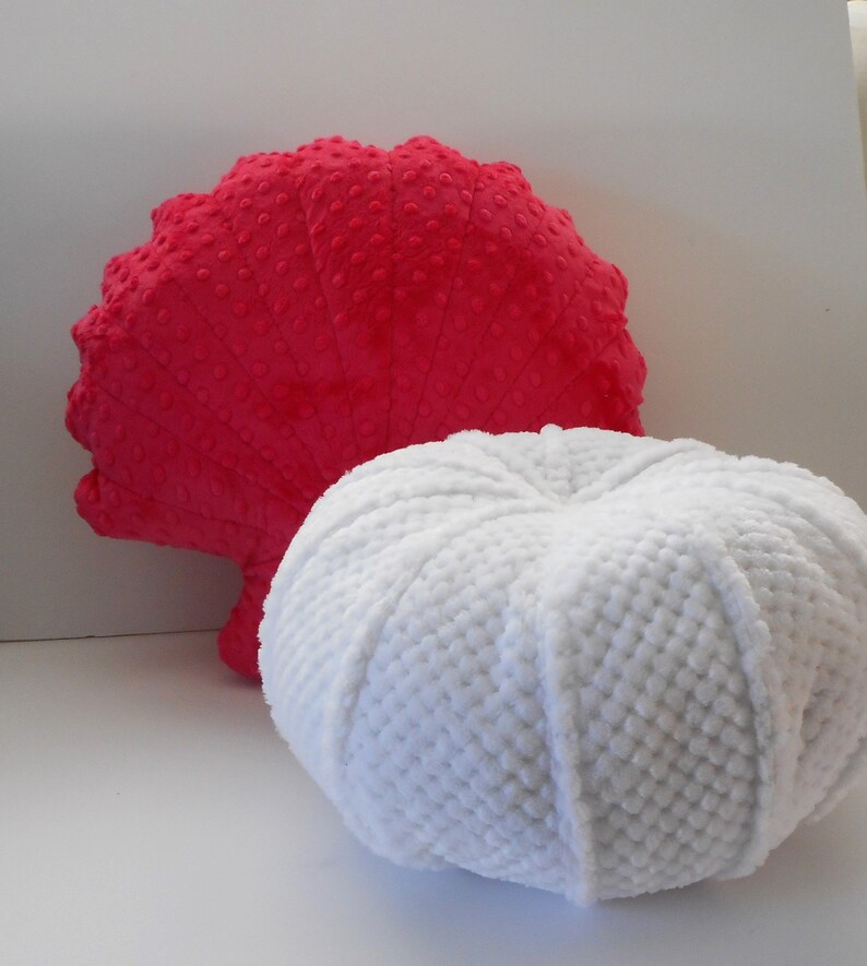 Scallop shell pillow watermelon color minky dot shell pillow Etsy