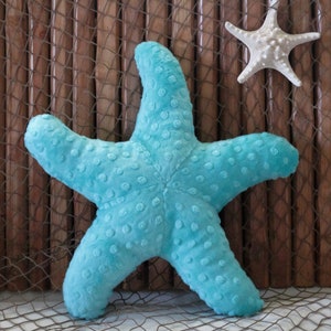 Nautical decor, starfish pillow, minky dot starfish, coastal living, beach house pillows, sea star pillow, beach pillows