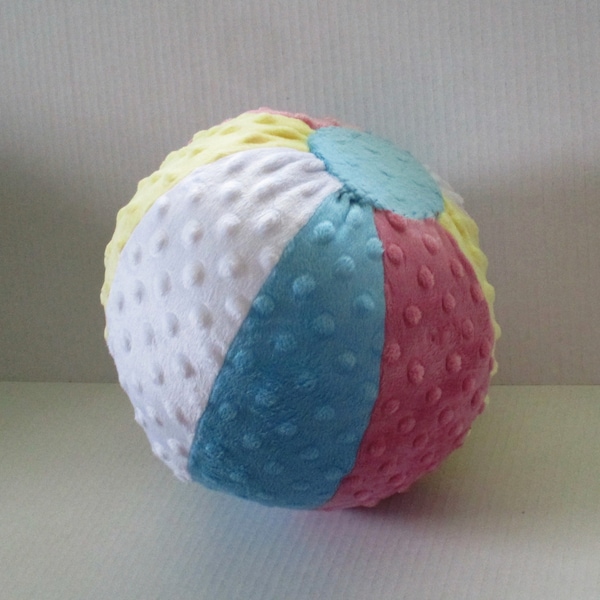 Beach ball plushie, ball toy, minky dot ball, colorful ball toy, baby toy, nursery toy, child safe baby ball, baby gift, toddler gift