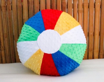 Minky Dot Beach Ball Pillow: Nautical Coastal Decor